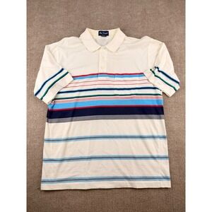 VTG 90s Par Four Striped Polo Shirt Mens Medium Cotton Golf Distressed Retro